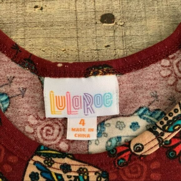 LuLaRoe Country Chicken Print Half Sleeve Dress Size 4 - Picture 5 of 7